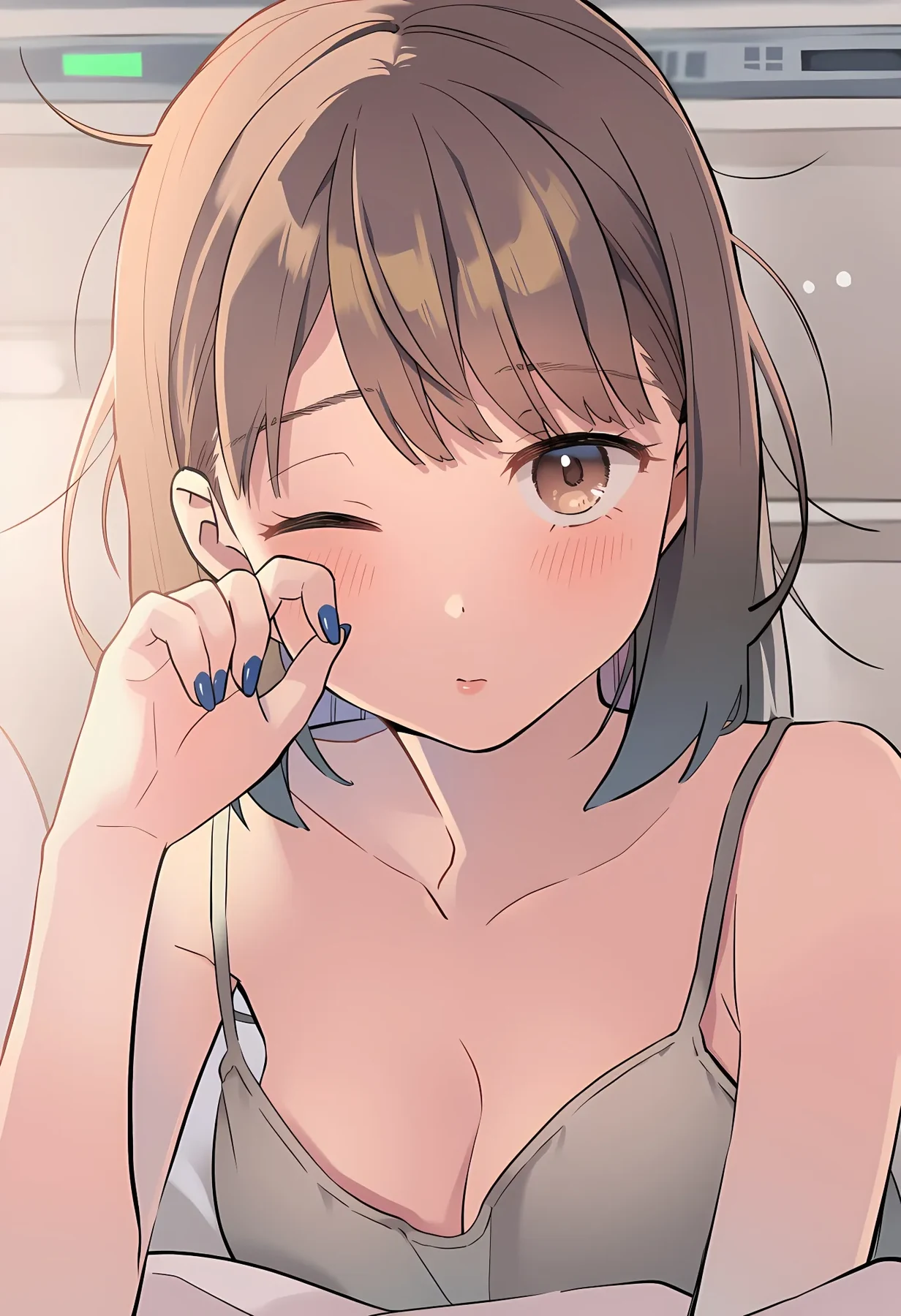 恥ずかしそうにウインクする白波愛子