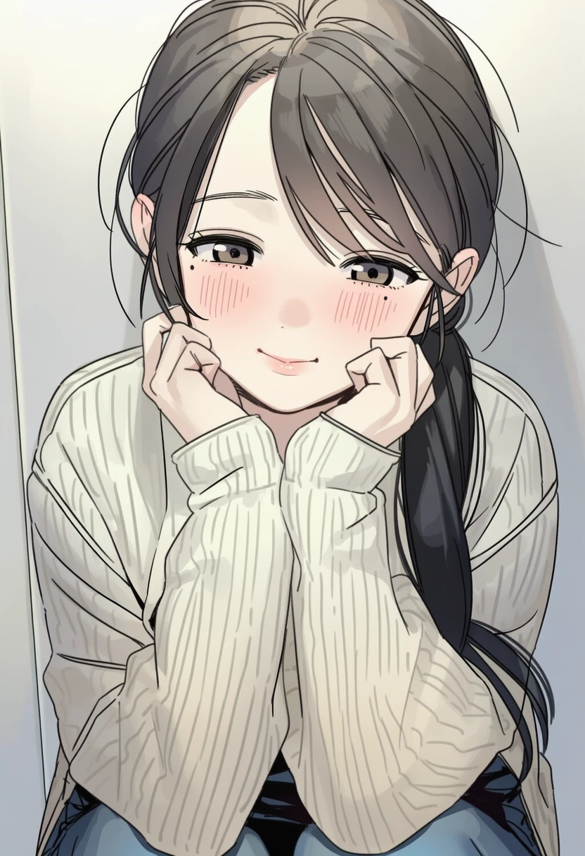 家で頬杖をつく怜奈