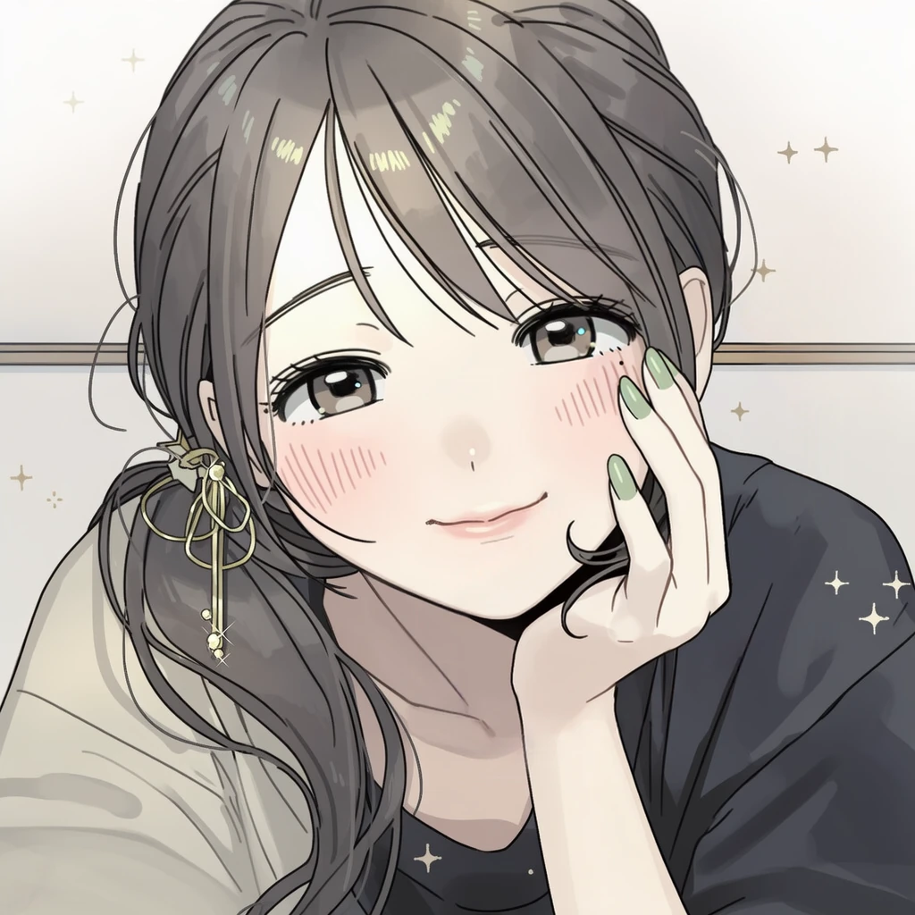頬に手を当てて笑う怜奈